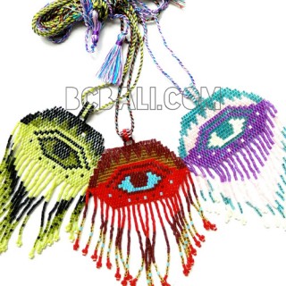 necklaces crystal evileyes pendant tassel beads miyuki