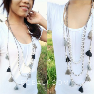 balinese tassels necklaces design multiple charms