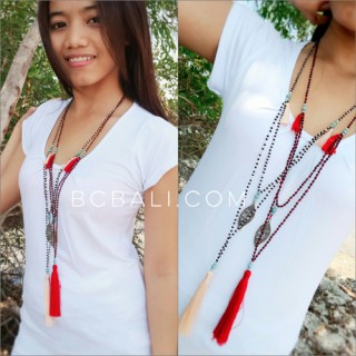 crystal beads charms necklace tassels pendants