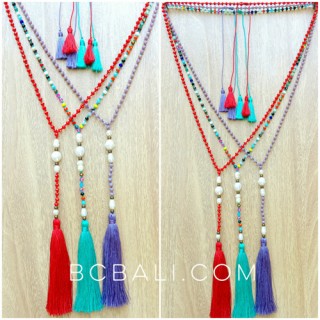 fresh water pearls with crystal beads tassels necklaces