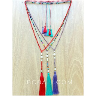 fresh water pearls with crystal beads tassels necklaces