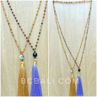 glass beads long seeds tassels necklaces pendant