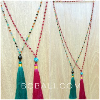 glass beads ceramic longest seeds tassel necklaces bali