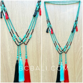 long seeds turquoise beads tassels pendant fashion design