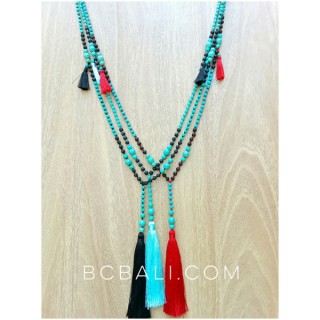 long seeds turquoise beads tassels pendant fashion design