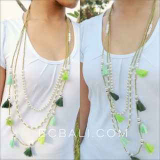 tassels necklaces beads triple fresh pearls strand bali