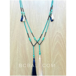 tassels turquoise bead new handmade necklaces