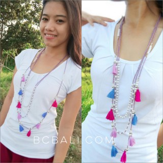 triple seeds beads tassels necklaces multi pendant