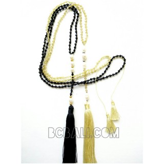 crystal beads with pearls tassels necklaces handmade