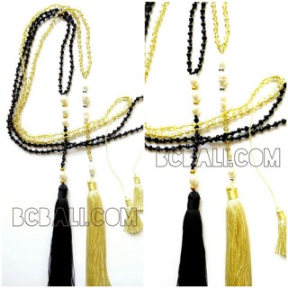 crystal beads with pearls tassels necklaces handmade