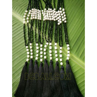 fashion tassels pearls shells necklace with crystal