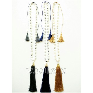 fresh water pearls beads necklaces tassels triple