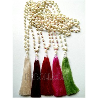 tassels necklaces pearls full strand single