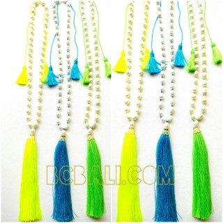 triple tassels pendant necklaces pearls fresh pearls