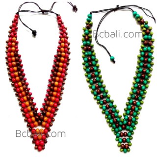 2color shown chokers necklaces wood beaded 