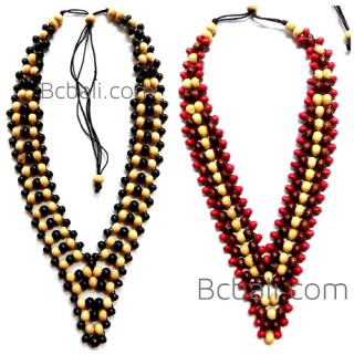 2color shown chokers necklaces wooden beads 