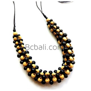 bali solid wood seeds beads choker necklace 