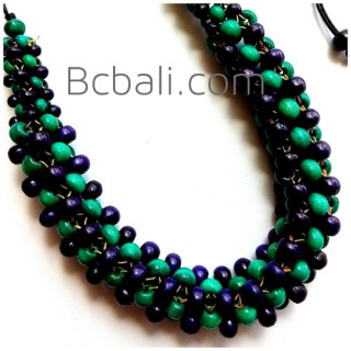 bali wood beaded necklaces wrapted design 