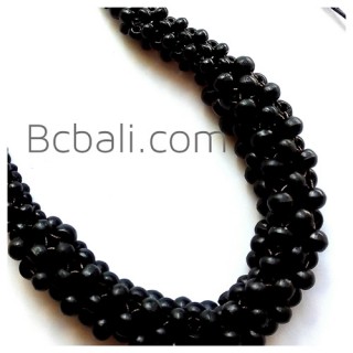 black wooden beaded chokers necklaces 