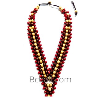 necklaces ethnic tropical hand made by wooden