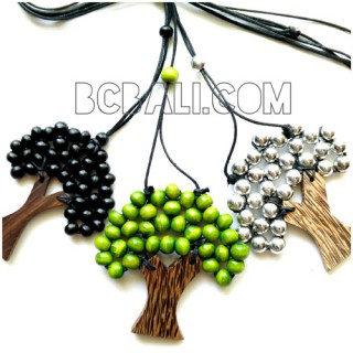 string necklaces pendant wooden palm