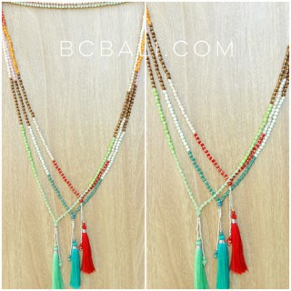 3color beads crystal necklaces tassels fashion bali design