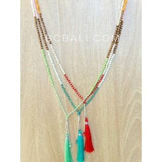 3color beads crystal necklaces tassels fashion bali design