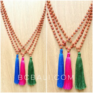 3color tassels necklaces beaded mala organic