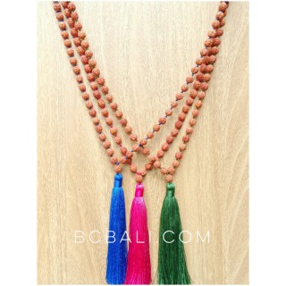 3color tassels necklaces beaded mala organic