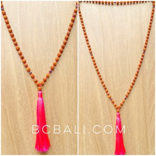 bali tassels necklaces full mala bead natural