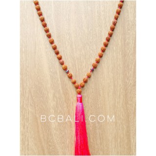 bali tassels necklaces full mala bead natural