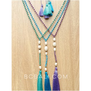 beads stone necklaces tassels fashion with fresh pearls