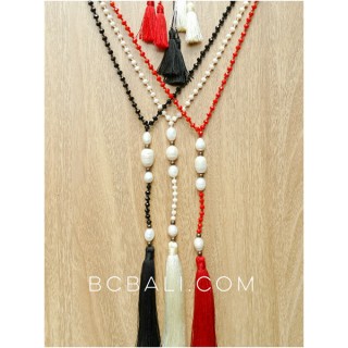 beads stone necklaces tassels fashion with fresh water pearl