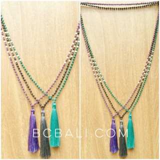 beads stone tassels necklaces handmade bali crystal