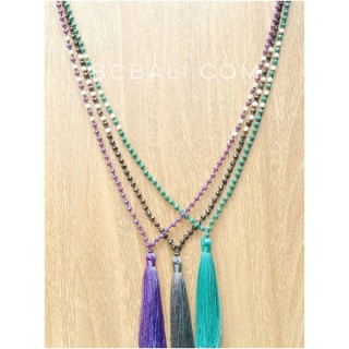 beads stone tassels necklaces handmade bali crystal