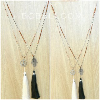 charming beads necklace multi color tassel crystal