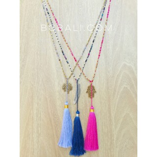 charming beads necklaces multi color tassels fashion