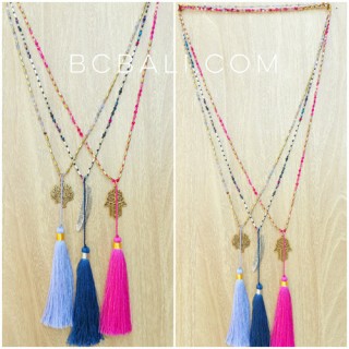 charming beads necklaces multi color tassels fashion