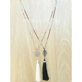 charming beads necklace multi color tassel crystal