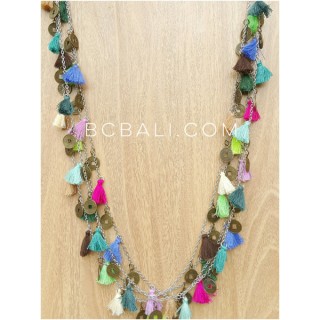 mix color tassels necklace multi strand charms