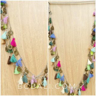 mix color tassels necklace multi strand charms