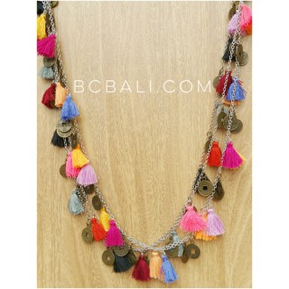 mix color tassels necklaces multi seed charms