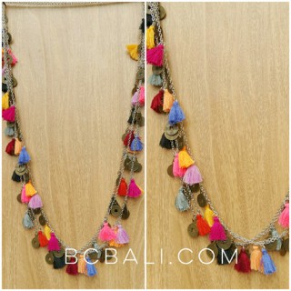 mix color tassels necklaces multi seed charms