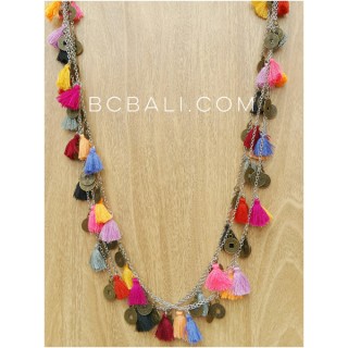 mix color tassels necklaces multi seed charms