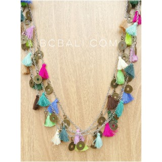 mix color tassels necklace multi strand charms