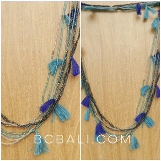 multi strand seed beading tassels necklaces charms