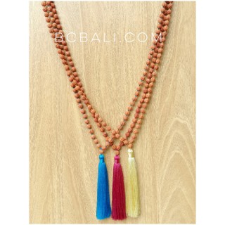 organic mala beads necklaces tassels yoga bali