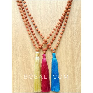 organic mala beads necklaces tassels yoga bali