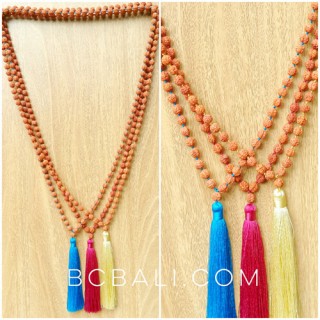 organic mala beads necklaces tassels yoga bali