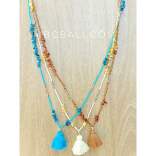 small beads stopper with shells necklaces tassels bali